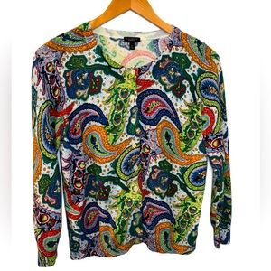 Talbots Paisley Floral Print Cardigan Size Xp